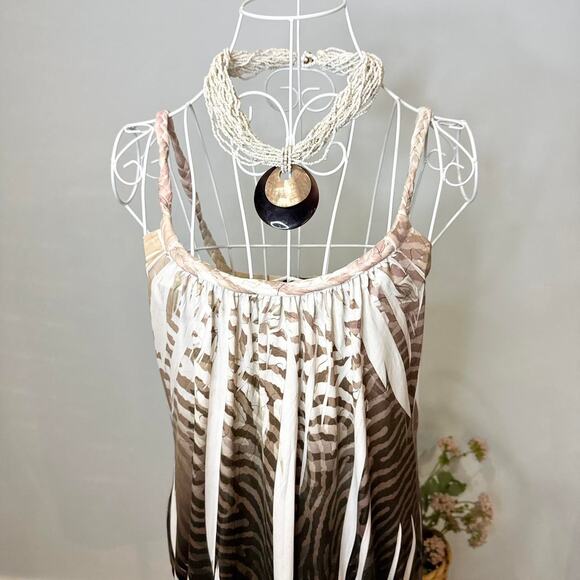 Gorgeous vintage y2k brown print top/ mini dress - Picture 3 of 6